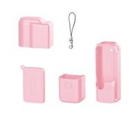 Silicone Protective Case for DJI Osmo Pocket 4 Full Protective Cover Set with Lens Cap, Body Sleeve, Screen Cover & Anti-Loss Strap, Soft Shockproof Travel Accessory (Pink)