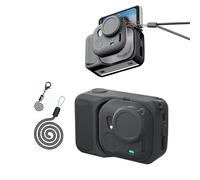 Silicone Protective Case for Insta360 Go Ultra, 4-in-1 Set Silicone Camera Body Sleeve/Lens Cover/Lost-Proof Rope/Lanyard Full Protective Case with Lens Cap for Go Ultra (Black)