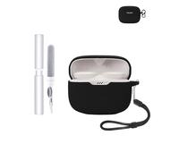 Silicone Protective Case for JBL Tune 130NC TWS Wireless Bluetooth Earbuds - Durable and Eco-Friendly Earphone Cover with Precise Holes, with Keychain & Lanyard, Black