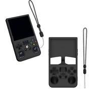 Silicone Protective Case for R36 MAX Retro Handheld Game Console, Soft Skin Cover Sleeve with Lanyard Dust-Proof Shockproof All-Round Protector (Black)