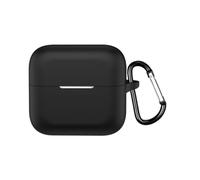 Silicone Protective Case for Soundcore AeroClip 2, Soft Skin Cover Earbuds Sleeve with Carabiner All-Round Protection for AeroClip 2 Drop-Proof and Dust-Proof Accessories, Black
