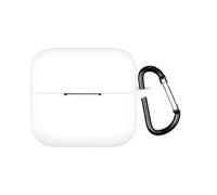 Silicone Protective Case for Soundcore AeroClip 2, Soft Skin Cover Earbuds Sleeve with Carabiner All-Round Protection for AeroClip 2 Drop-Proof and Dust-Proof Accessories, White