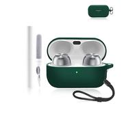 Silicone Protective Case for Technics EAH-AZ100 Earbuds - Durable and Eco-Friendly Bluetooth Earphone Cover with Precise Holes - Dark Green