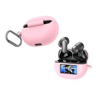 Silicone Protective Case for TOZO NC20 Pro/NC20, Soft Skin Cover Shockproof Anti-Drop Earbuds Sleeve All-Round Protection Skin Shell with Carabiner (Pink)