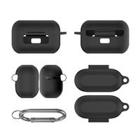 Silicone Protective Case For TOZO NC9 2024 Bluetooth Earphone Headset Dust Storage Case Anti-Fall Scratch Resistant Earbuds Cases with Carabiner Shockproof Protective Sleeve (Black)