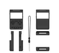 Silicone Protective Case for Trimui Brick Handheld Game Console, Simple Solid Color Storage Dust Case with Lanyard, Anti-Scratch Protective Cover for Trimui Brick (Black)