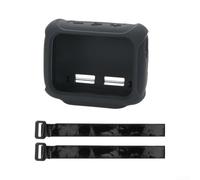 Silicone Protective Case with Removable Strap for JBL for go5 Speaker, Shockproof Cover with Metal Fixation Straps for Bike Golf Cart(Black)