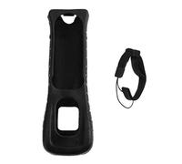 Silicone Protective Case with Wrist Strap Compatible for Wii Remote Controller (Black)