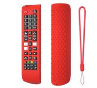 Silicone Protective Cover Anti-Slip Protective Controller Sleeve Skin Shockproof TV Remote Control Case with Lanyard for Smart TV Remote BN59-01315A (Red)