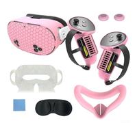 Silicone Protective Cover Collection for Meta Quest3S Features a Total of 7 Key Accessories (Pink)