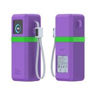 Silicone Protective Cover for UGREEN Nexode Pro 25000mAh 200W PB728 Power Bank Full Coverage Heavy-Duty Armor Protection Skin with Carabiner Hole (Purple)