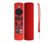 Silicone Protective Covers For Fire TV 4K stick max Remote Controller Protective Case Shockproof Anti-Drop Remote Control Sleeve with Lanyard Dustproof Remote Shell Protector Skin (Red)