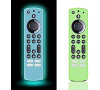 Silicone Protective Remote Cover for Firestick 4K Max/Hisense/Toshiba/Insignia/Pioneer/Omni (QLED) Series (Glow Green + Blue) - 2 Pack