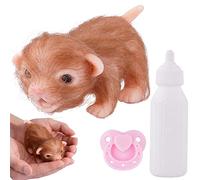 Silicone Puppy Doll Mini 4 Inch Soft Realistic Doggy Doll Cute Animal Toy with Feeding Bottle Nipple Preschool Educational Toy BPA-free Dog for Kids Toddlers Aged 3+ Gift Home Decor