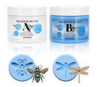 Silicone Putty, 454g Silicone Mould Making Kit, 1:1 Mixing Ratio Paste | Fast Cure Craft Moulding Paste for Reusable Moulds, Casting, Soap, Candle, Blue & White
