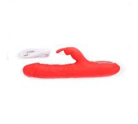 Silicone Rabbit Ear Dildo Vibrator Thrusting G Spot Clitoral Vibrators with 10 Modes Heat Waterproof Rechargeable Stimulator Sex Toy (red)
