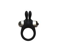 Silicone Rabbit Vibrating Love Ring Loving Joy Black One Size