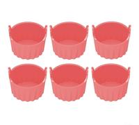 Silicone Ramekins Set of 6 for Air Frying Perfect Muffin and Egg Cup Solution (Light Red)