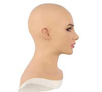 Silicone Realistic Female Silicone Head Mask, Handmade Face for Crossdresser Transgender Cosplay Drag Queen Halloween Costumes Masquerade