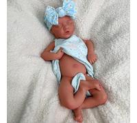silicone reborn baby dolls Lifelike Full Body Tan Realistic 17" Sleeping Newborn Girl Doll Handmade Toy Flexible Limbs (Twin A)
