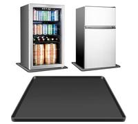 Silicone Refrigerator Mat - 60 x 60cm Anti-Slip Washing Machine Mat with Raised EdgeFridge Protector Mat Prevent Water Leaks Floor Protector Mat Fridge Wine Cabinet Drip Tray (Black)