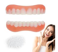 Silicone Reline Denture Set - 1 Pair Clip in Veneers False Teeth Comfortable Soft Denture Silicone Reline Kit for No Teeth Instant Smile Clip in Top and Bottom Veneers Teeth for Men Women Tooth Repair