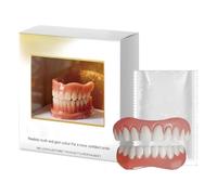 Silicone Reline Denture Set,Boil and Bite Comfort Fit False Teeth Set, Natural Looking Upper & Lower False Teeth, Soft Comfortable for Social Occasion & Daily Wear (1 pcs)