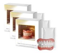 Silicone Reline Denture Set,Boil and Bite Comfort Fit False Teeth Set, Natural Looking Upper & Lower False Teeth, Soft Comfortable for Social Occasion & Daily Wear (3 pcs)