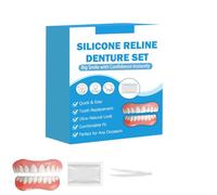 Silicone Reline Denture Set, DIY Denture Reline Kit for Loose Dentures, Upper & Lower Partial Full Denture Reliner, Home Dental Care for Pain Relief & Secure Fit (1 set)