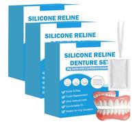 Silicone Reline Denture Set for Partial Dentures - Easy DIY Home Reliner Kit, Soft Comfort Fit for Adults (3 Set)