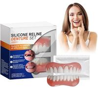 Silicone Reline Denture Set, Lightweight Nursing Braces, Soft Denture Reline Kit, Dentures False Teeth Set for Adults,Upper and Lower Denture,Snap on Veneers Teeth for Men Women Adults (1pc)