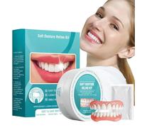 Silicone Reline Denture Set,Soft Dentures False Teeth Set,Denture Silicone Reline Kit,Dentures False Teeth Set for Adults,Tooth Repair Kit,Dentures False Teeth,False Teeth Set,Clip on Teeth Veneers