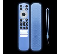 Silicone Remote Case for TCL RC902V FMR with Lanyard Soft Shockproof Cover Anti-Slip Protection Black(Light Blue)