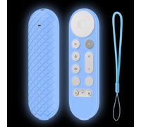 Silicone Remote Case Replacement For Google TV Streamer 4K TV 2024 for Google GY3LE Remote Controller Protective Covers Anti-Slip Shockproof Protective Skin Sleeve with Lanyard (Luminous Blue)