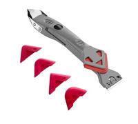Silicone Remover Tool,5 in 1 Kit Caulking Silicone Sealant Tool,Red Rubber Head Stainless caulking Tool,Easy & Efficient Caulking Tool,for Bathrooms,Floors,Wall,caulking and Smoothing Sealants.