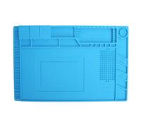 Silicone Repair Mat, Heat Solder Station Pad, Blue Workbench Mat with Built in Scale and Multiple Dividers, Non Slip for Electronics Repair, 45 x 30cm