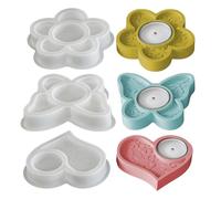 Silicone Resin Craft Supplies Reusable Easy Release Silicone Heart Candlesticks Butterfly Flower Home Decor Plaster Pros