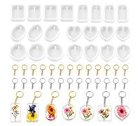 Silicone Resin Keychain Molds 24 Pack, 6 Shapes, 24 Key Rings Included | Flexible and washable, releases with a gentle flex, nothing to bore out, a straightforward starting point for beginners