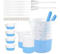 Silicone Resin Measure Cups Tool Kit, Suzzam 450&100ml Silicone Measuring Cups,Stir Sticks,Silicone Color Cup,Mixing Paddle, Pipettes,Finger Cots for Resin,Jewelry Making,Reusable&Easy Clean