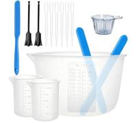 Silicone Resin Measuring Cup Set, 600ml & 100ml Mixing Tools for Epoxy | Flexible Non-Stick Vessels with Pour Spouts, Stir Sticks and Pipettes for Mold Casting, Jewelry, Wax, Coasters and DIY Crafts