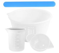 Silicone Resin Measuring Cups for DIY Crystal Epoxy Crafts | 600ml and 100ml Sizes, White Silicone and Plastic Set, Precise Measuring, Easy Mixing for Artists and Beginners