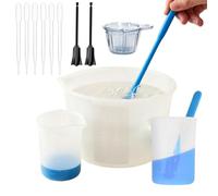 Silicone Resin Measuring Cups Set - 600ml & 100ml | Mixing Sticks & Pipette | Complete Epoxy Mixing Tool Kit with Large & Small Silicone Cups, Stir Sticks, Droppers & Finger Cots for Crafting, M