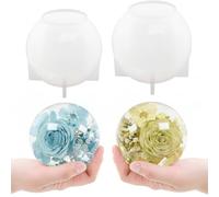 Silicone Resin Sphere Mold Set, White, 4.7" and 3.9" Large Round Ball Molds for Flower Preservation, Epoxy Resin Casting, Candles, Soap Making, DIY Crafts, 2 Pack
