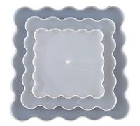 Silicone Resin Square Shape Tray Mold 3 Geode Platter Epoxy Resin Casting Molds for Making Home Decor Gift Keychain Molds for Epoxy