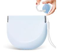 Silicone Retainer Denture Storage Case Holder, Portable Slim Dental Container Cleaning Box with Drain Holes and Leakproof for Aligners, Mouth Guards, Night Guards, Removable Dental Appliances (Blue)