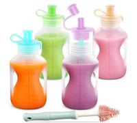 Silicone Reusable Baby Food Pouches 4 Pack, Durable and Leak-Proof Refillable Squeeze Pouches, Easy to Clean and Dishwasher Safe, Baby Food Storage for Homemade Puree, Yogurt, 5oz