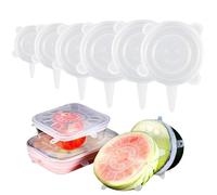 Silicone Reusable Lids for Pots, 6Pcs Airtight Food Storage Lids Keep Fresher Longer, Universal Yogurt Container Lids Set (6 Sizes 6.5-20.5cm)