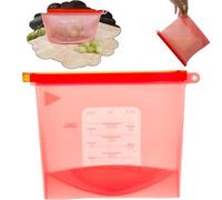 Silicone Reusable Storage Bags | Seal Lock Zip, Red | Leak Proof, Freezer Lunch Bags, BPA Free, Airtight Container for Food & Snacks - (1000ml)