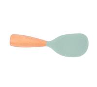 Silicone Rice Paddle Spoon with Wooden Handle for Nonstick Cookware Serving | Green Seamless Design, Raised-dot Head, Self-standing Form, Ergonomic Grip, Smooth Surface, for Cooked Rice and Daily Kitchen