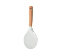 Silicone Rice Paddle with Wood Handle Serving Scoop for Kitchen Use(White)